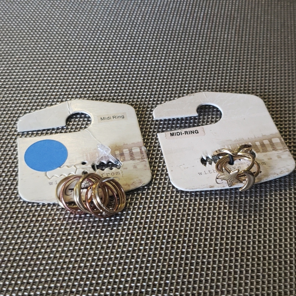 PACSUN With Love from California 2 Midi Ring Sets